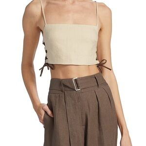 NWT Hevron Beige Crop Top with Stylish Side Ties
